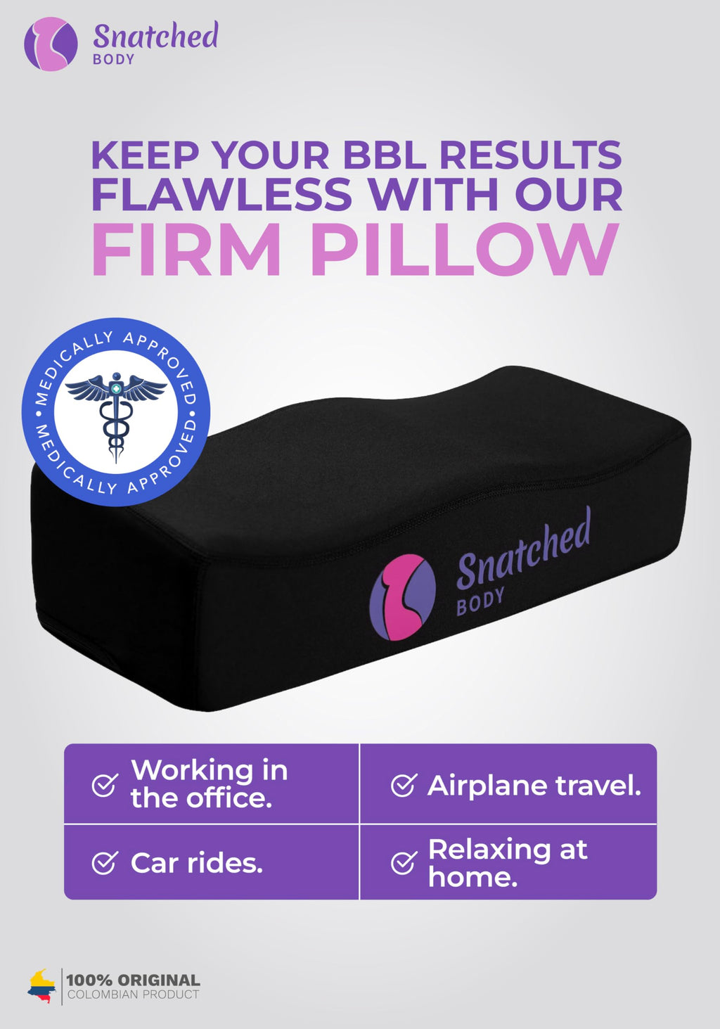 Snatched Body Firm Back Support Post Surgery BBL Booty Pillow After Surgery for Butt Recovery Cushion