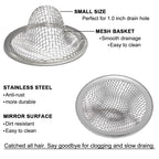 1.0" Small Drain Strainer, Sink Drain Hair Catcher, Bathroom Sink Drain Strainer, 2PCS Drain Mesh Baskets for Laundry, Mop Pool, Utility, Slop, RV Sink, Stainless Steel Drain Filter