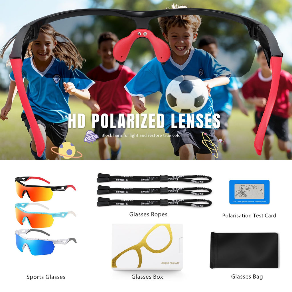 Kids Sunglasses Youth Baseball Sunglasses for Boys Girls 3-12 Polarized Softball Cycling Sports Goggles UV Protection
