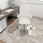 Tempered Glass Floor Mat for Office Chair, 36" x 46" Heavy Duty Hard Office Chair Mat, for Carpeted or Hard Floor, with 4 Anti-Slip Pads, Transparent