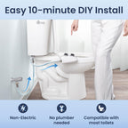 LUXE Bidet NEO 185 Plus - Dual Nozzle, Non-Electric Bidet Attachment for Toilet Seat, Patented Slide-In Install, 360° Self-Clean, EZ-Lift to Clean, Feminine & Rear Wash (Chrome)