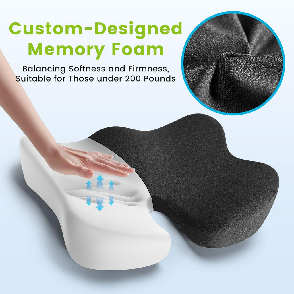 Soft Support Memory Foam Seat Cushion - Wide Cushion for Wide Hip Office Workers, Car Drivers - Sciatica,Tailbone Pain Relief,Office Chair Cushion & Car Seat Cushion (Gray)