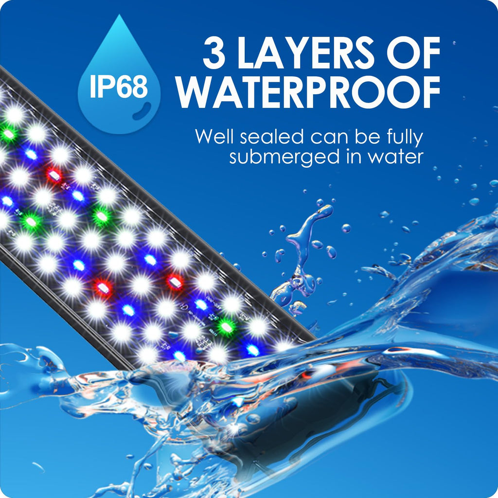 Gamalta Aquarium Light, 22W 24/7 Lighting Cycle, Sunrise/Daylight/Moonlight Mode and Custom Mode with Expandable Bracket, Adjustable Timer and 7 Color Brightness for 24~30IN Fish Tank