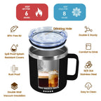Icesip Trump Dad Mug 14 oz Insulated Coffee Mug with Lid and Handle, 14oz Double Wall Stainless Steel Coffee Tumbler Travel Cup, Black 1 Pack