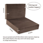 HOMBYS Memory Foam Recliner Cushion for Elderly, 4" Thickness Seat Cushion with Lumbar Support Pillow, Non-Slip & Supportive Chair Seat Cushion with Backrest, (Brown,13" Backrest)