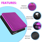 Gel Seat Cushion, Double Thick Egg Gel Cushion for Pressure Pain Relief, Breathable Wheelchair Cushion Chair Pads for Car Seat Office Chair (Violet)