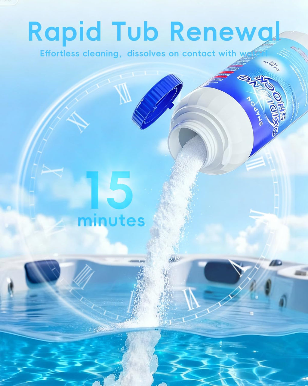 SHAPON 32 Oz Non-Chlorine Hot Tubs Shock, Spa Oxidizer for Clean Water (2 Pack)