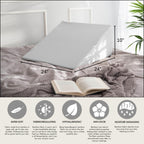 PLANETOFBAMBOO Bamboo Viscose top Layer Replacement Wedge Pillow Cover (24 x 24 x 10) with Zipper - Sweat-Absorbent, Moisture-Wicking, Odor-Free Wedge Pillow Case (Gray)