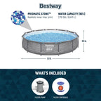 Bestway Steel Pro MAX 12' x 30" Above Ground Pool, Round Metal Frame Outdoor Swimming Pool Set with Filter Pump, Stacked Stone Print