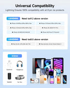 [Apple MFi Certified] 2 Pack Lightning to 3.5 mm Headphone Jack Adapter, iPhone Aux Adapter Converter Dongle Audio Cable Compatible with iPhone 14 13 12 11 X XS 8 7