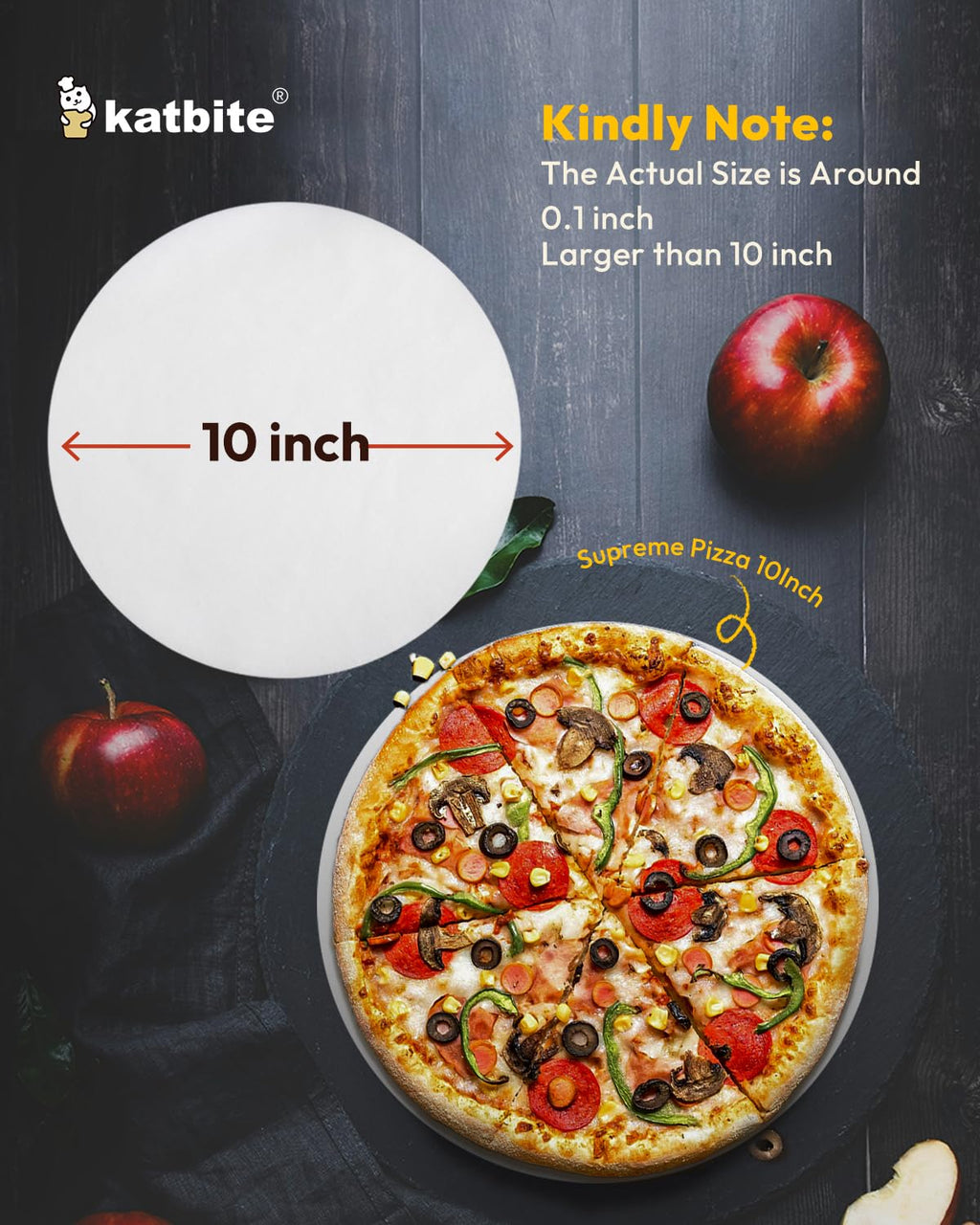 Katbite Heavy Duty Parchment Rounds 10 Inch, 200Pcs Round Parchment Paper Rounds, Use for Cake Baking, Air Fryer Liners, Separating Frozen Patty, Toaster Oven, Tortilla Press