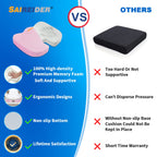 SAIREIDER Office Chair Cushion, Car Seat Cushion, Memory Foam Coccyx Cushion Pads for Tailbone Pain, Sciatica Relief Pillow, Correct Sitting Posture (Pink)