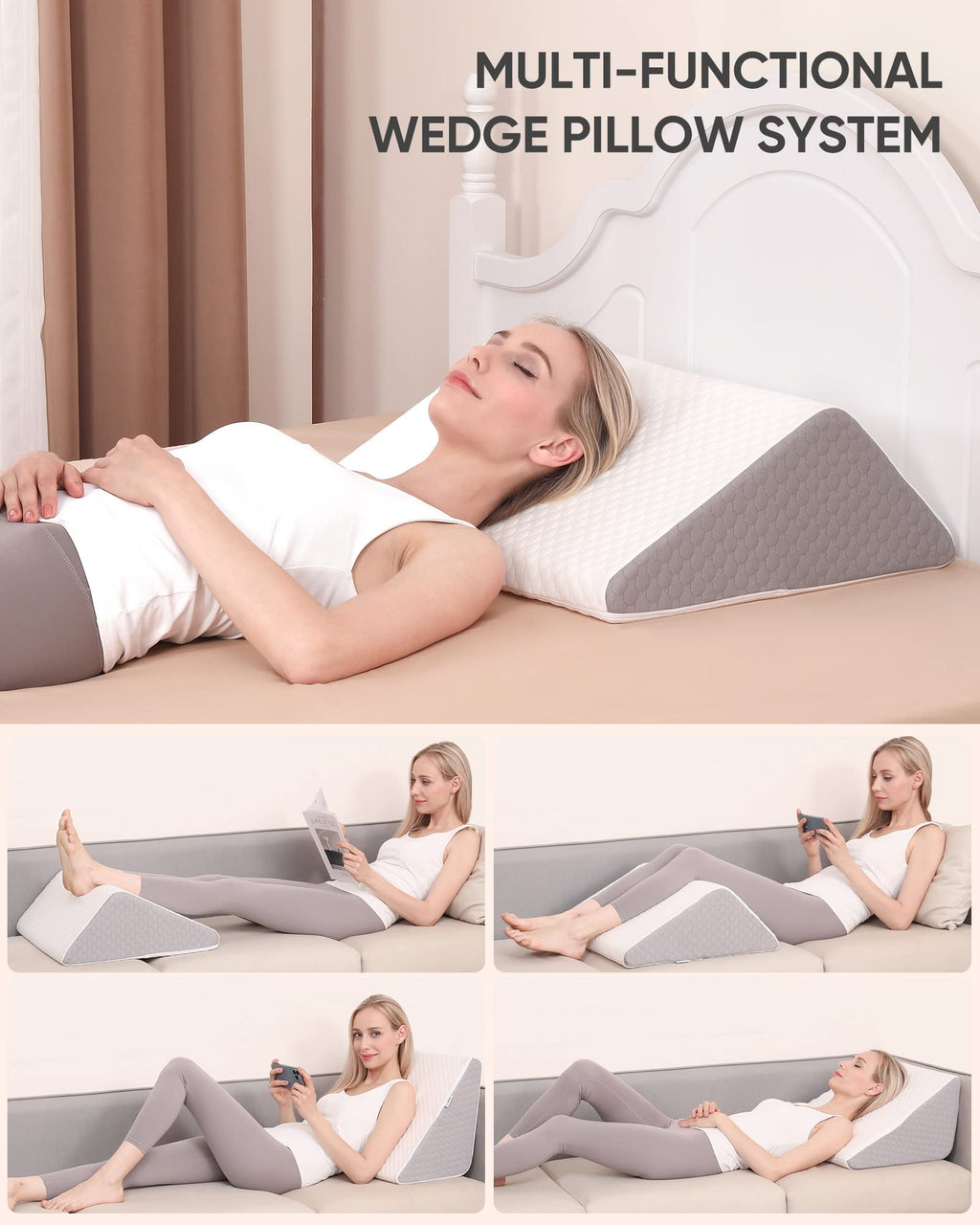 Forias Memory Foam Leg Wedge Pillow – 8" Triangle Design for Relaxed Sleeping Comfort