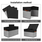 Gowee Large Toy Storage Box with Lid, Sturdy Toys Storage Chest Bin Organizer Basket with Dividers for Kids, Boys, Girls, Nursery, Closet, Bedroom, Playroom 25"x13" x16" (Black and Grey)