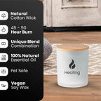 Natur IX Healing Candle for Home Scented | Sage & Eucalyptus Candle | Clean Non Toxic Candles with Essential Oil | 50 H Long Burning | Aromatherapy Soy Candle Jar with Lid - 8.3oz