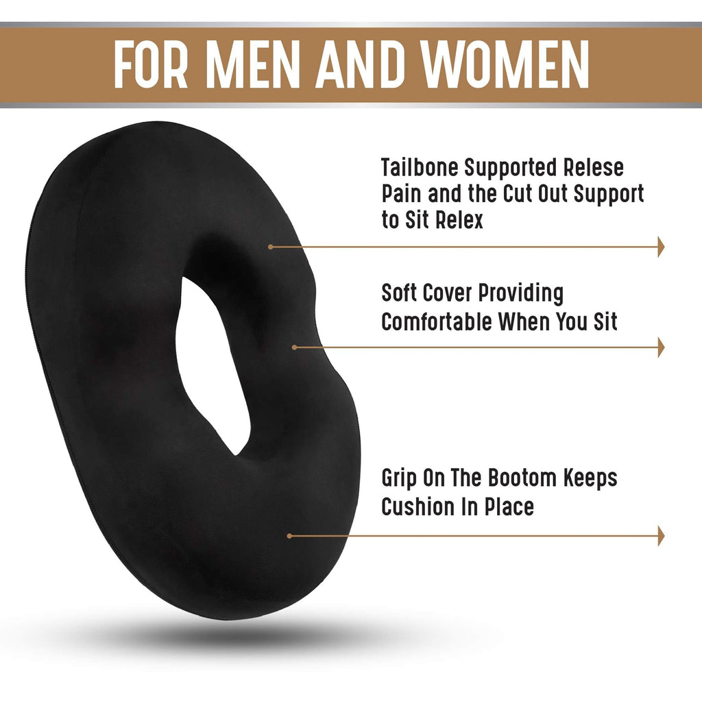 Donut Pillow Seat Cushion Orthopedic Design| Tailbone & Coccyx Memory Foam Gel Pillow | Pain Relief for Hemorrhoid, Pregnancy Post Natal, Surgery, Sciatica, for Home Car or Office Chairs by Lexia
