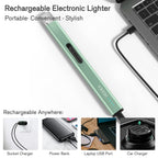 REIDEA Electric Lighter R1 Flat Candle Lighter, Windproof Flameless USB Rechargeable Arc Lighter with Safe Button and Power Indicator for Candle, BBQ and Fireworks, Mint Green