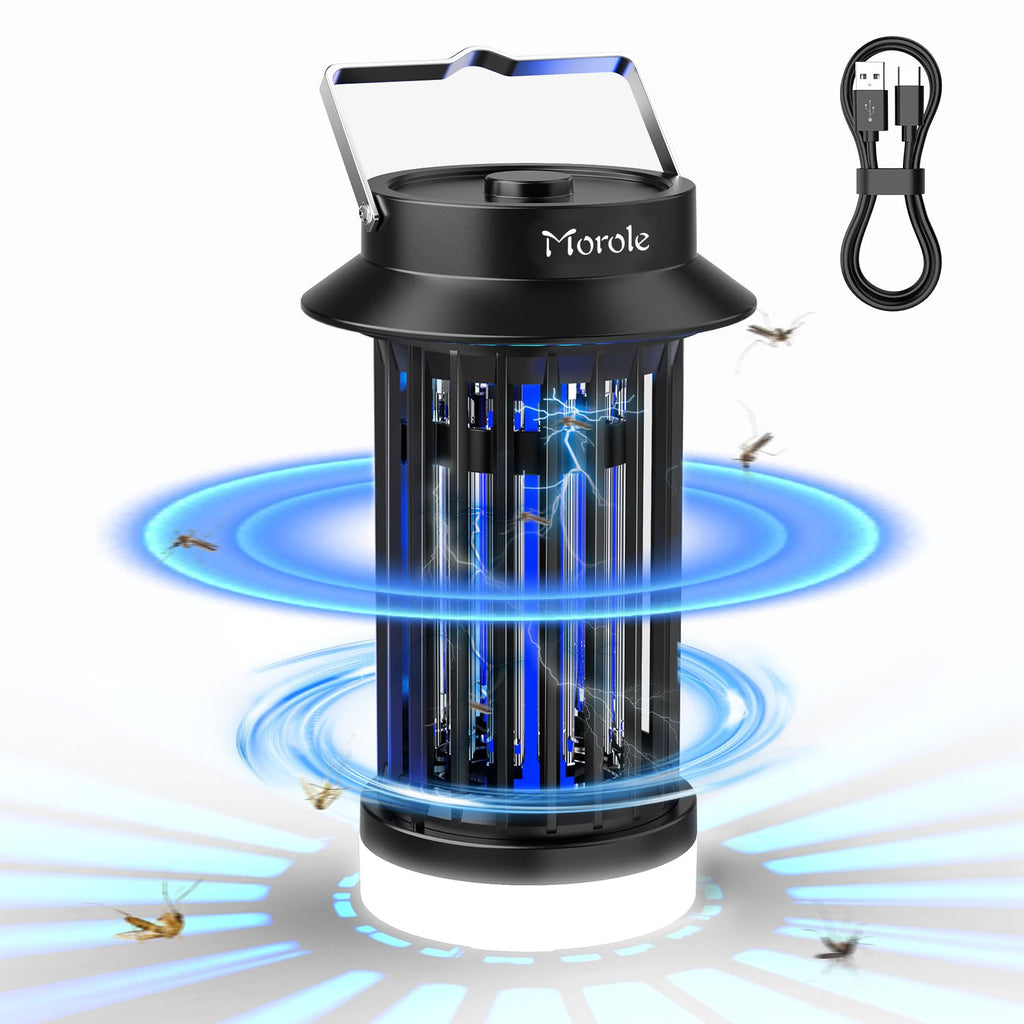 Morole Bug Zapper for Indoor Outdoor, Rechargeable Mosquito Zapper with LED Light, Portable Electric Fly Traps, Mosquito Killer, Insect Pest Control for Home, Backyard, Patio, Camping, Fishing