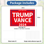 Probsin Trump Vance 2024 Yard Sign Double Sided 16" x 24" President Trump Vice President Vance MAGA Signs Voted for Trump Vance Outdoor Decorations for Lawn, Garden, Window, Party Supplies (Red)