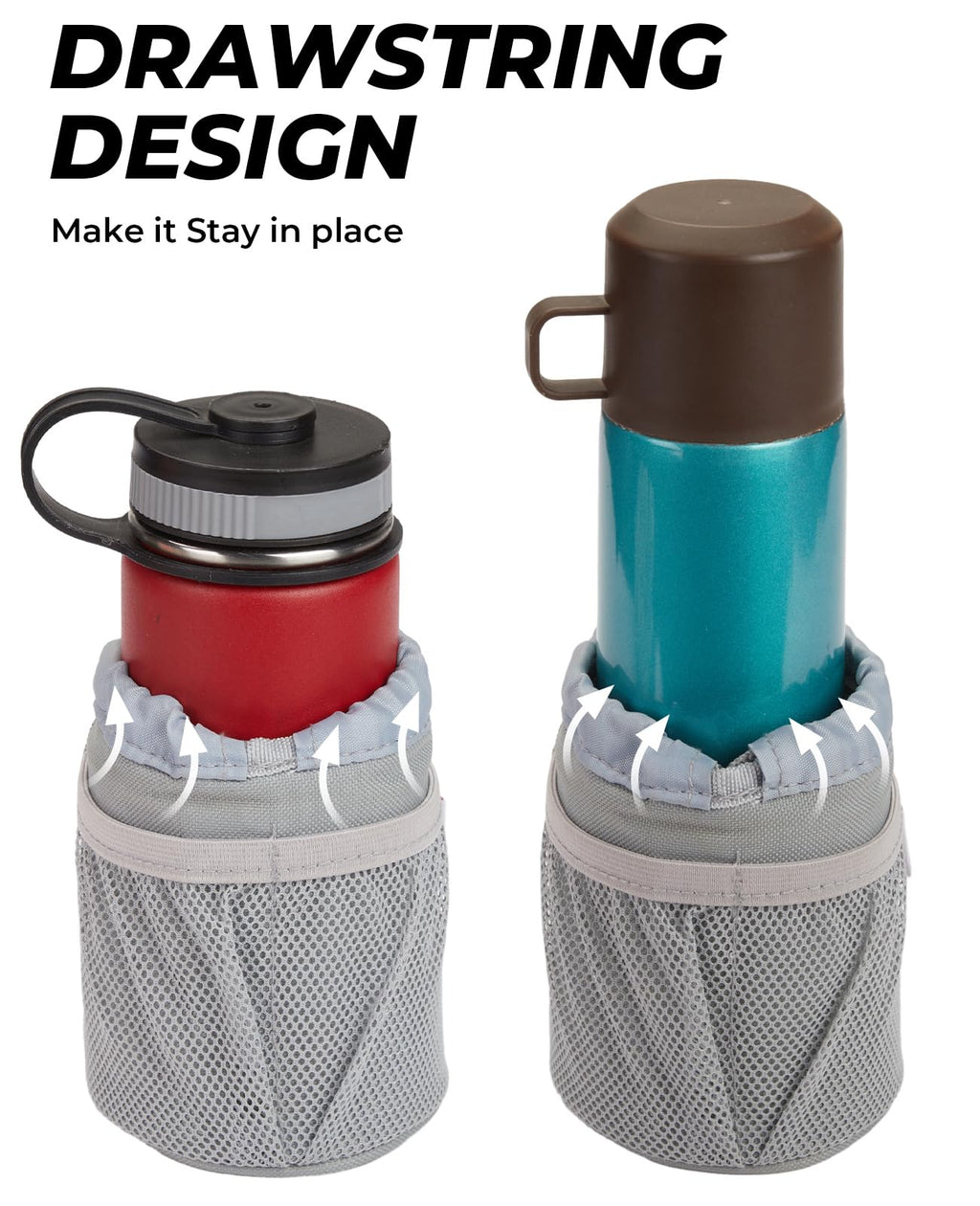 KEMIMOTO Motorcycle Cup Holder, Oxford Fabric Motorcycle Drink Holder with 0.6"-1.5" Alligator Clamp, Universal Water Bottle Cup Accessories for Bike, ATV/UTV, Scooter, Boat, Walker, Gray