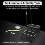 2 Step Stool with Handle for Elderly, Heavy Duty Step Stool with Handle, 4 Fixing Buckle and Adjustable Handrail, Bed Steps with a Hook for Adults Seniors Handicap, Hold up to 400LBS