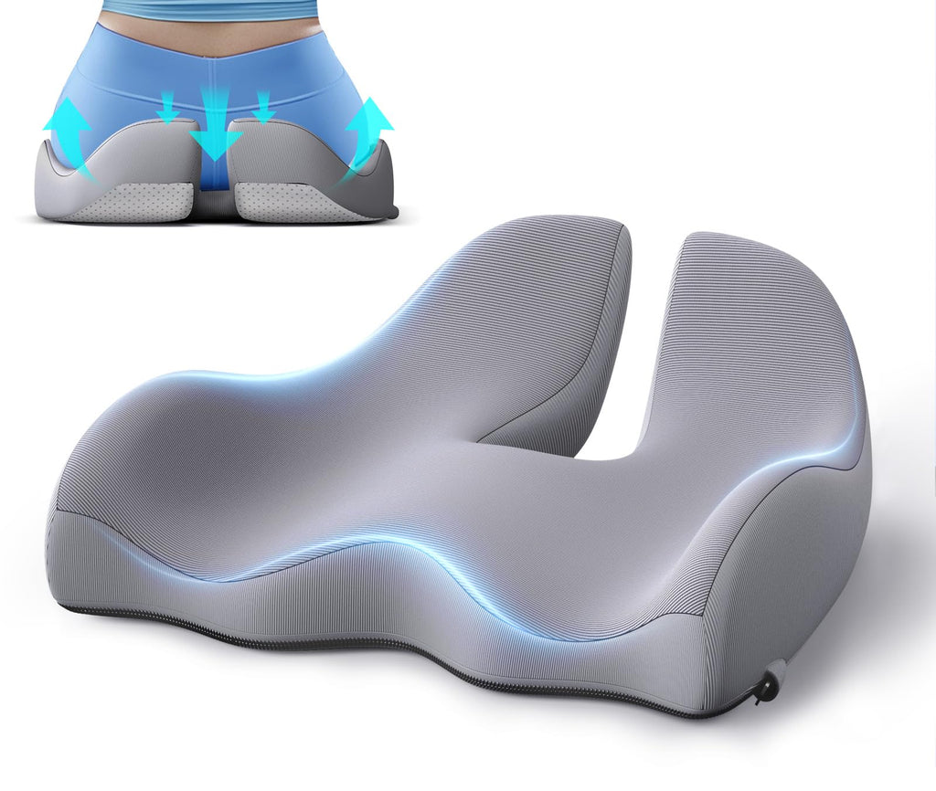 Benazcap X Large Memory Seat Cushion for Office Chair Ergonomic Cushions Butt Pillow for Pressure Relief Sciatica & Pain Relief Memory Foam for Long Sitting for Gaming Chair and Car Seat-Dark Grey