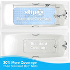 SlipX Solutions Power Grip Extra Long Bath Tub & Shower Mat 39x16, Wet Floor Non-Slip for Elderly & Kids Bathroom, 30% Longer Bathtub Mats, 200 Suction Cups, Drain Holes (1, Light Blue)