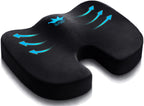 Seat Cushion for Office Chair & Car - Memory Foam Coccyx Support Pillow with Non-Slip Cover, Sciatica & Lower Back Pain Relief,Ergonomic Seat Pad for Long Drives (Medium Firm-Black)
