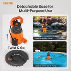 Cleartide Smart Automatic Pool Cover Pump, 1/3 HP 2790 GPH with Auto On/Off & Freeze Protection, Pump for Inground/Above Ground Winter Pool Covers, Dual Mode, 25ft Cord, 120V AC