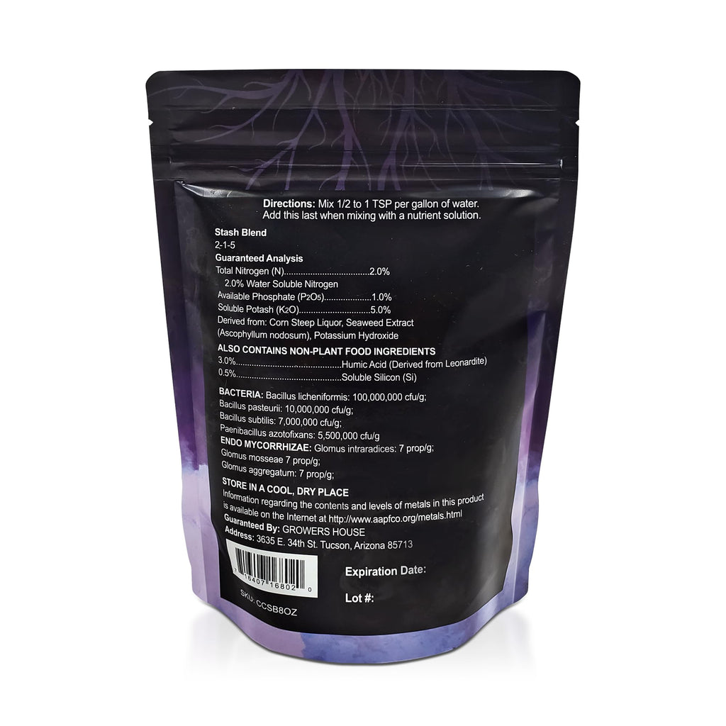 Stash Blend Premium Plant Additive Root Hormone for Plants - with Corn-Steep Liquor, Seaweed Powder, Humic Acid, Mycorrhizae, Microbial Bacteria, Soluble Silicon - Ideal for Gardeners and Growers