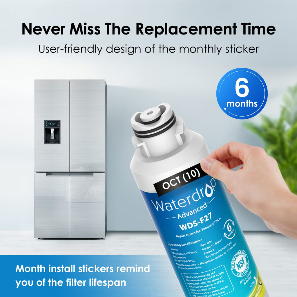 Waterdrop DA29-00020B 𝐍𝐒𝐅 𝟓𝟑&𝟒𝟐 𝐂𝐞𝐫𝐭𝐢𝐟𝐢𝐞𝐝 Water Filter, Replacement for Samsung® HAF-CIN/EXP, DA29-00020A/B, DA29-00020B-1, RF263BEAESR, RF28HMEDBSR, RS25J500DSR, 4 Filters