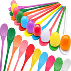 20 Pcs Easter Egg and Spoon Race Game Set, 10 Players Balance Relay Easter Games Include 10 Eggs and Wooden Spoons for Kids Family Carnival Sports Outdoor Games Holiday Birthday Party Supplies