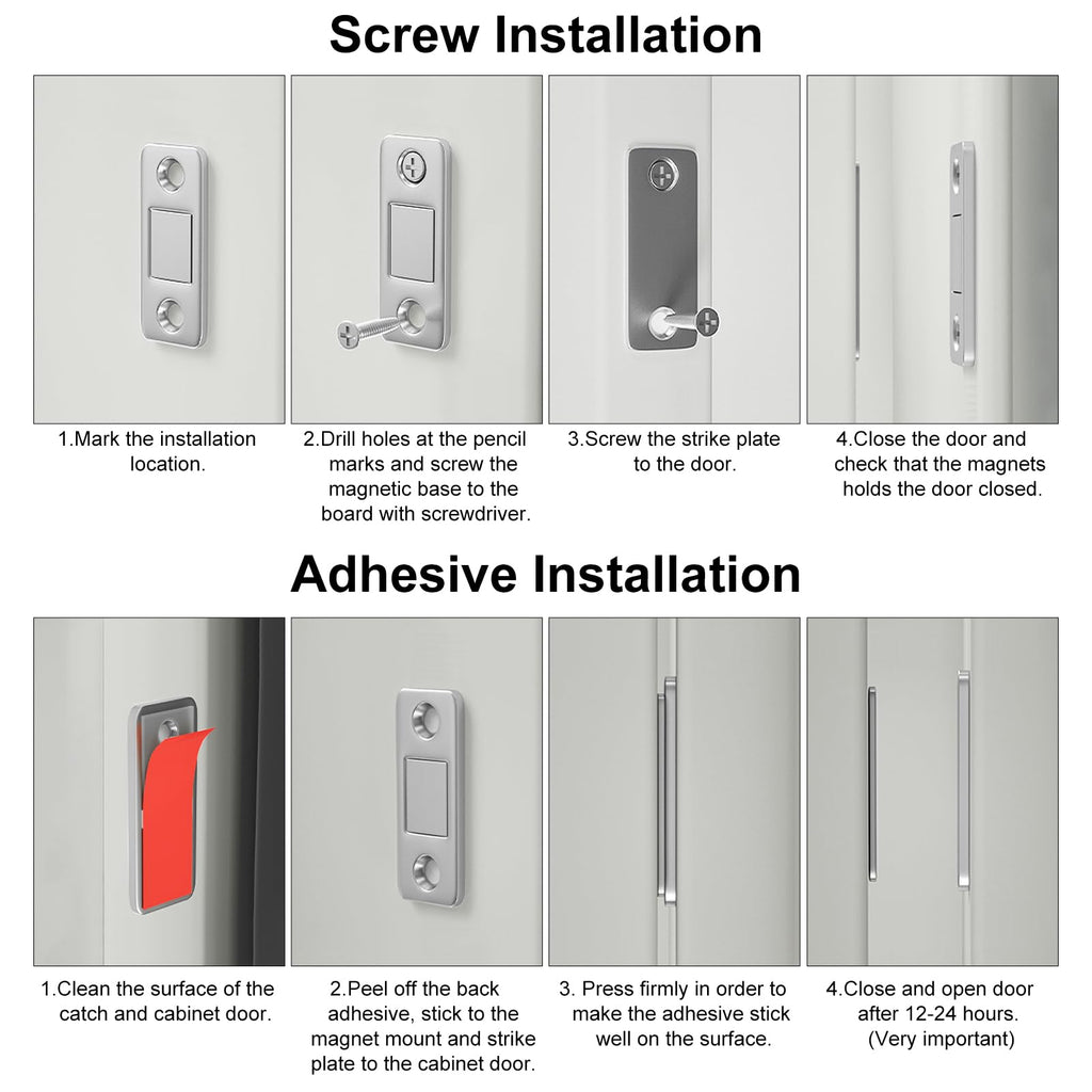 Cabinet Magnetic Catch 4 Pack Ultra Thin Cabinet Door Magnetic Catch for Drawer Magnets Adhesive Cabinet Latch Magnetic Closures for Kitchen Closet Door Closing Magnetic Door Catch Closer