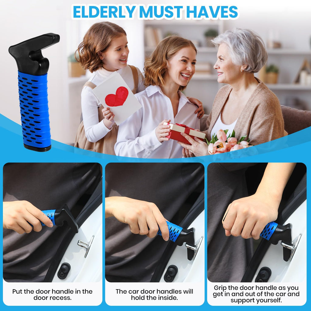 CAidRE Car Door Handle for Elderly, Car Handle Assist Support Handle, Portable Elderly Assistance Mobility Aids for Getting Out of Car, Auto Grab Cane for Seniors and Handicapped, Blue