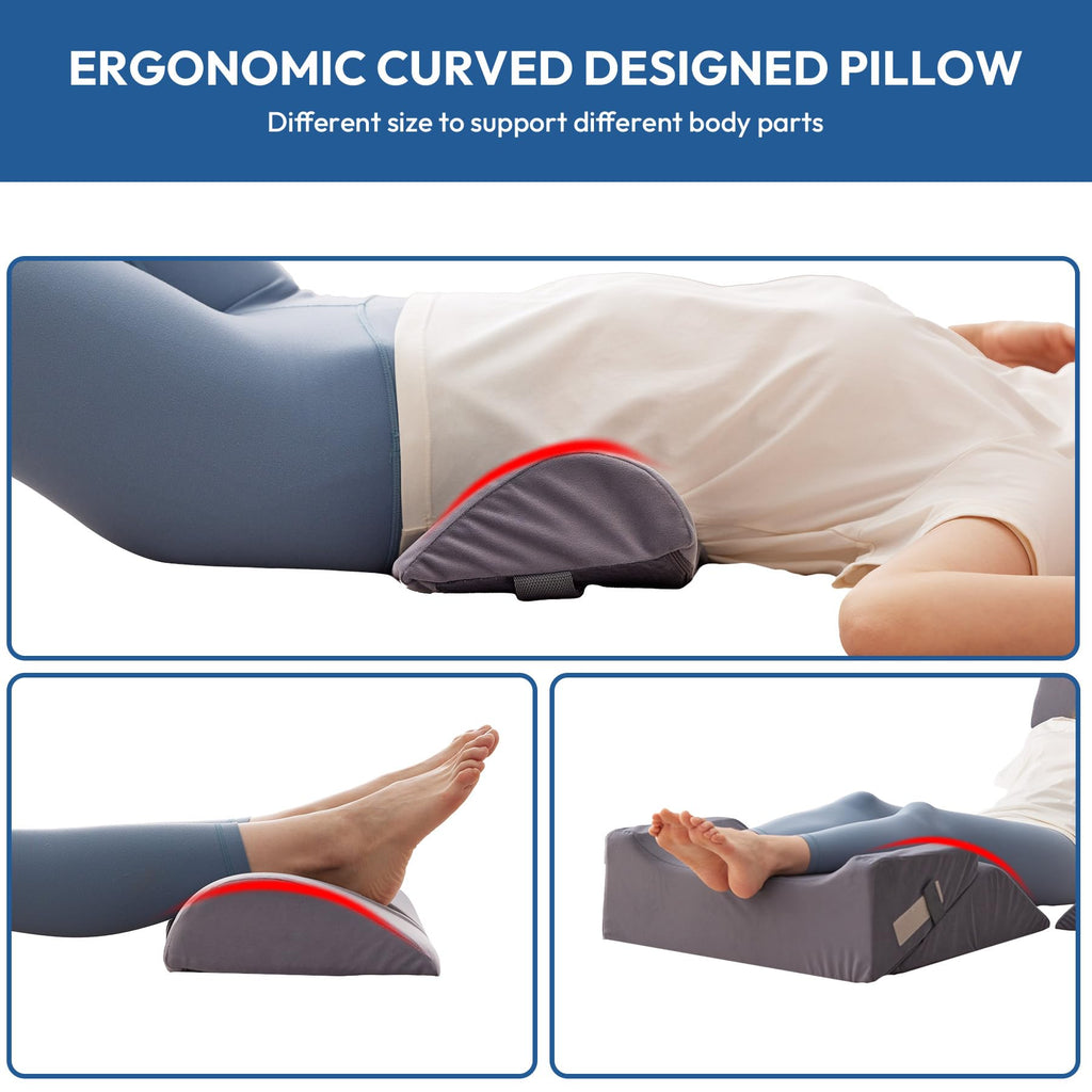 Ahpmeoa 6PCS Wedge Pillow Set for After Surgery, Back Support Pillow for Bed, Bed Wedge Pillow for Post Surgery, Back Rest Pillow for Sitting in Bed, Pillow for Back Pain Relief, Plush Grey