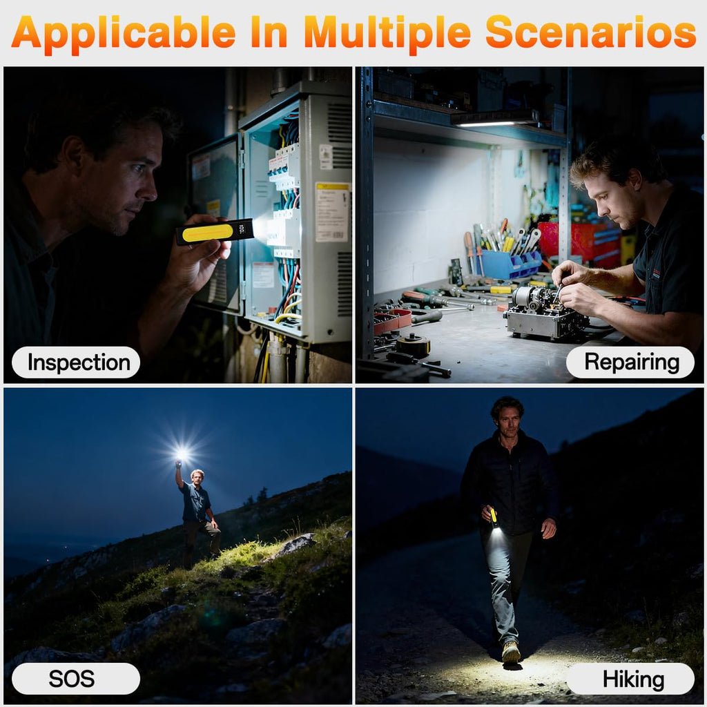 Rechargeable Flashlights High Lumens 1800, Flat EDC Flashlight with Magnetic, 11Mode Pocket Flashlight Super Bright, Powerful LED Flashlights, Tactical Flash lights for Home, Camping, Emergency, Work