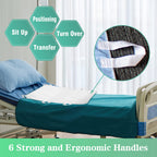 MILDPLUS Washable Bed Pads with 6 Sturdy Handles 34”×36” Extra Large Reusable Underpads 4-Layers Leakproof Chucks Pads Washable for Incontinence (Green,1 Pack)