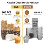 Katbite Tulip Cupcake Liners Holders 200PCS, Muffin Baking Cups, Cupcake Wrapper for Party, Wedding, Birthday, Christmas