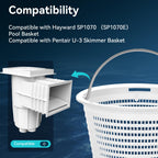 Monitok Pool Skimmer Basket for Inground Pools, Heavy-Duty with 316 Stainless Steel Handle & Built-in Weight, Compatible with Hayward SP1070/SP1070E Pool Basket and Pentair U-3 Skimmer Basket