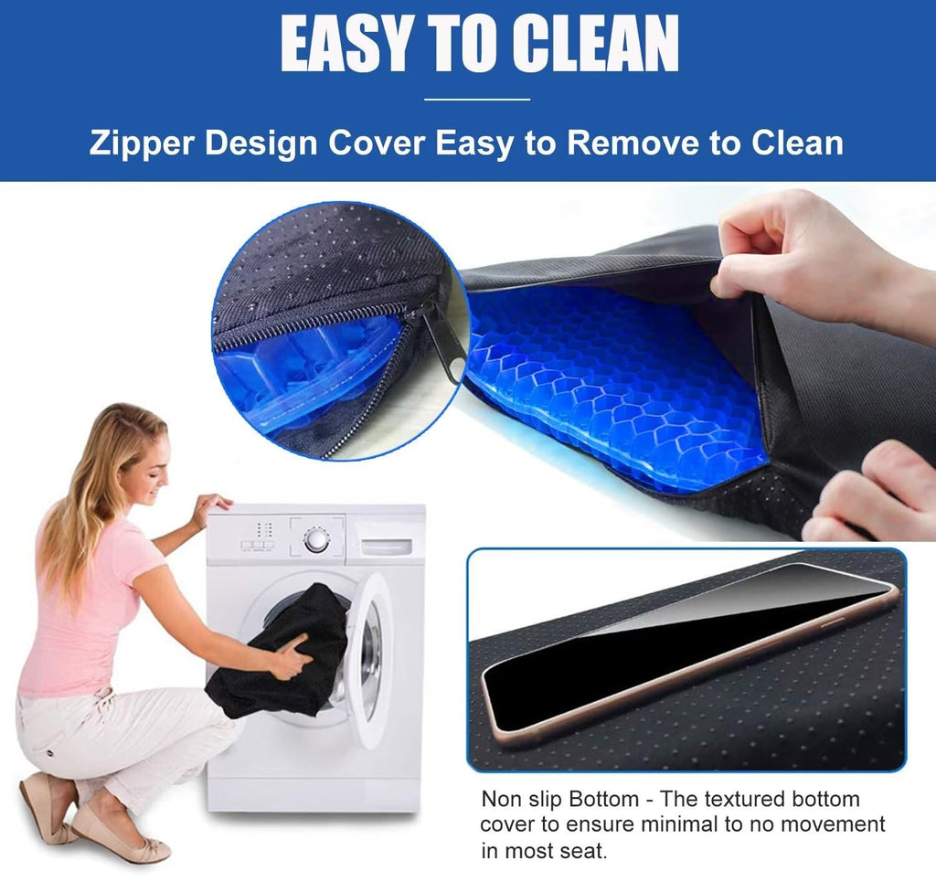 Gel Seat Cushion for Long Sitting Pressure Relief (Super Large & Thick) - Non-Slip Gel Chair Cushion for Back,Sciatica,Tailbone Pain Relief - Seat Cushion for Office Desk Chair,Car Seat,Wheelchair