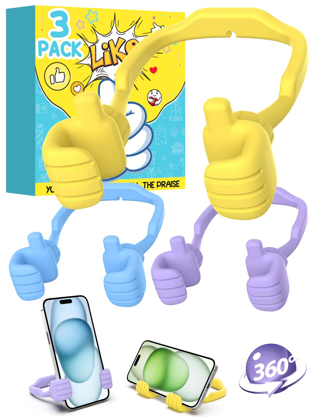 Stocking Stuffers for Teens Girls Boys Kids: Gifts for Men Women Thumbs Up Lazy Cellphone Holder for Desk Funny Christmas Ideas Gifts for Adults Teenager Mom Husband Friends Stuff Who Have Everything
