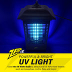 ZAP IT! Electric Bug Zapper Lantern - Indoor and Outdoor Plug-in 360 Degree Mosquito Control, Insect and Fly Killers | UV Light and Electric Shock Mosquito Killer Lamp | Includes Bug Collector