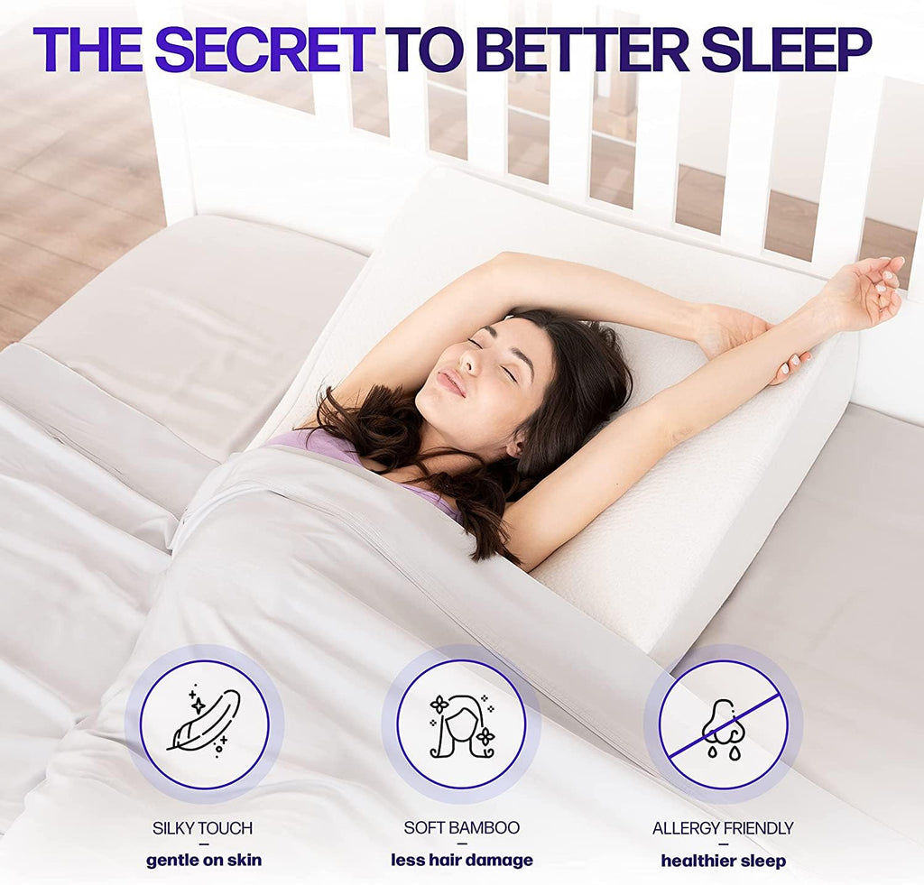 7.5" Wedge Pillow for Acid Reflux - Dr. Recommended Height, Luxurious 2" Memory Foam Pillow Wedge for Sleeping, GERD, Post Surgery, Heartburn, and Snoring - Viscose of Bamboo Cover (25" Wx26 Lx7.5 H)