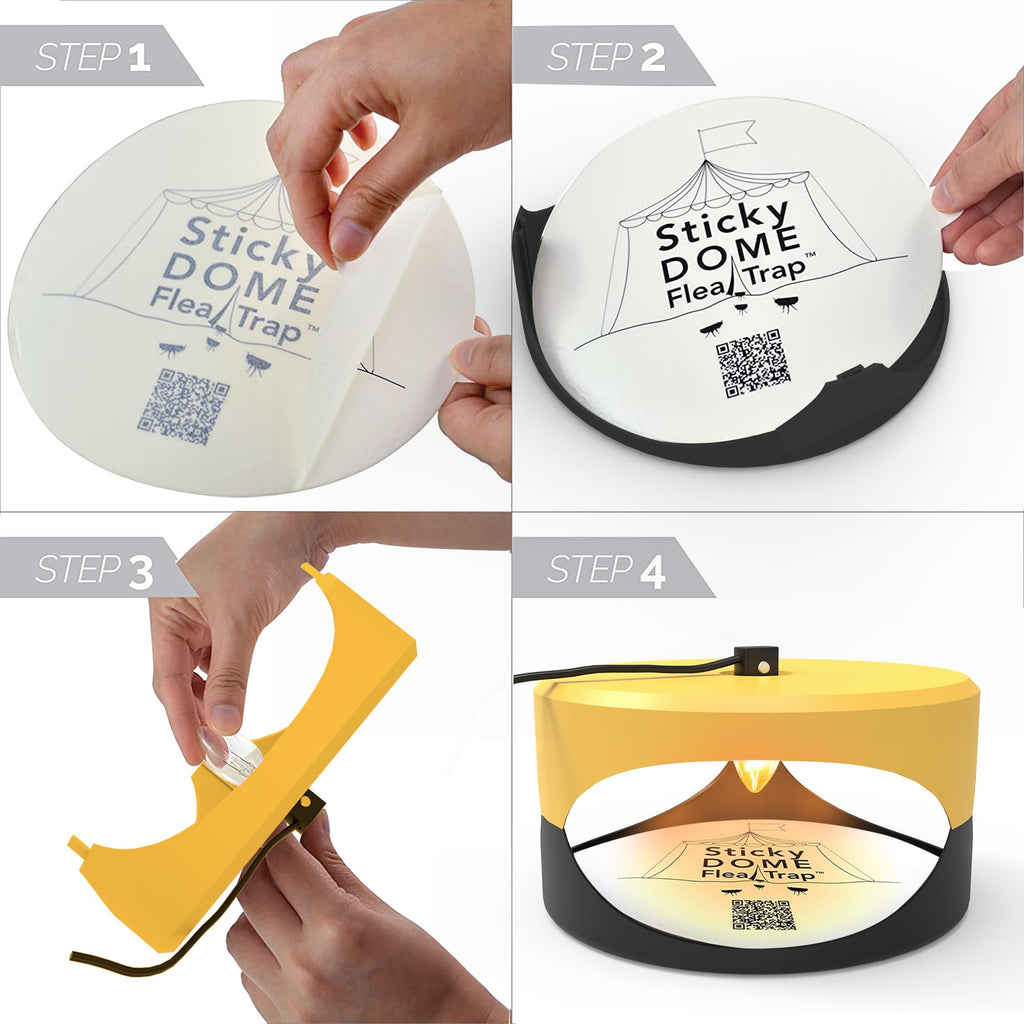 Yellow and Dark Gray Aspectek Sticky Dome Flea Trap with 2 Sticky Discs. Odorless Insect Traps, Effective for Indoor Use - 2 Pack