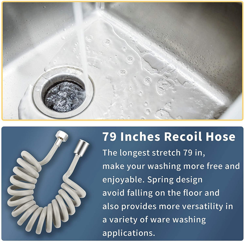 CECEFIN Kitchen Sink Sprayer Hose Attachment for Faucet, Kitchen Faucet Head Replacement w/ 79" Recoil Hose and Holder, Pressurized Water Saving Aerator & Diverter Valve, Faucet Sprayer Attachment Set