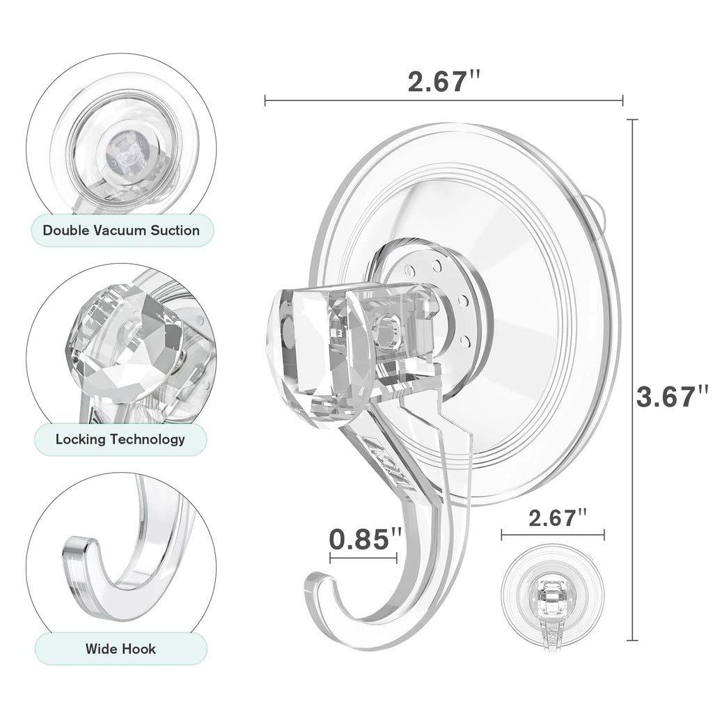 VIS'V Wreath Hanger, Large Clear Heavy Duty Suction Cup Wreath Hooks 22 LB Removable Strong Window Glass Door Suction Cup Wreath Holder for Halloween Christmas Wreath Decorations - 8 Pcs
