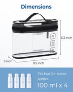 TSA Approved Toiletry Bag, 2 Pack Clear Makeup Cosmetic Bag Organizer, Quart Size Travel Bag for Toiletries, Carry-on Travel Accessories Essentials, Black-2pcs