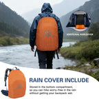 Hiking Backpack, 40L Waterproof Camping Backpack with Packable Back Panel & Rain Cover, Men Women Rucking Backpacking Backpack Outdoor Sport Lightweight Travel Daypack for (Grey)