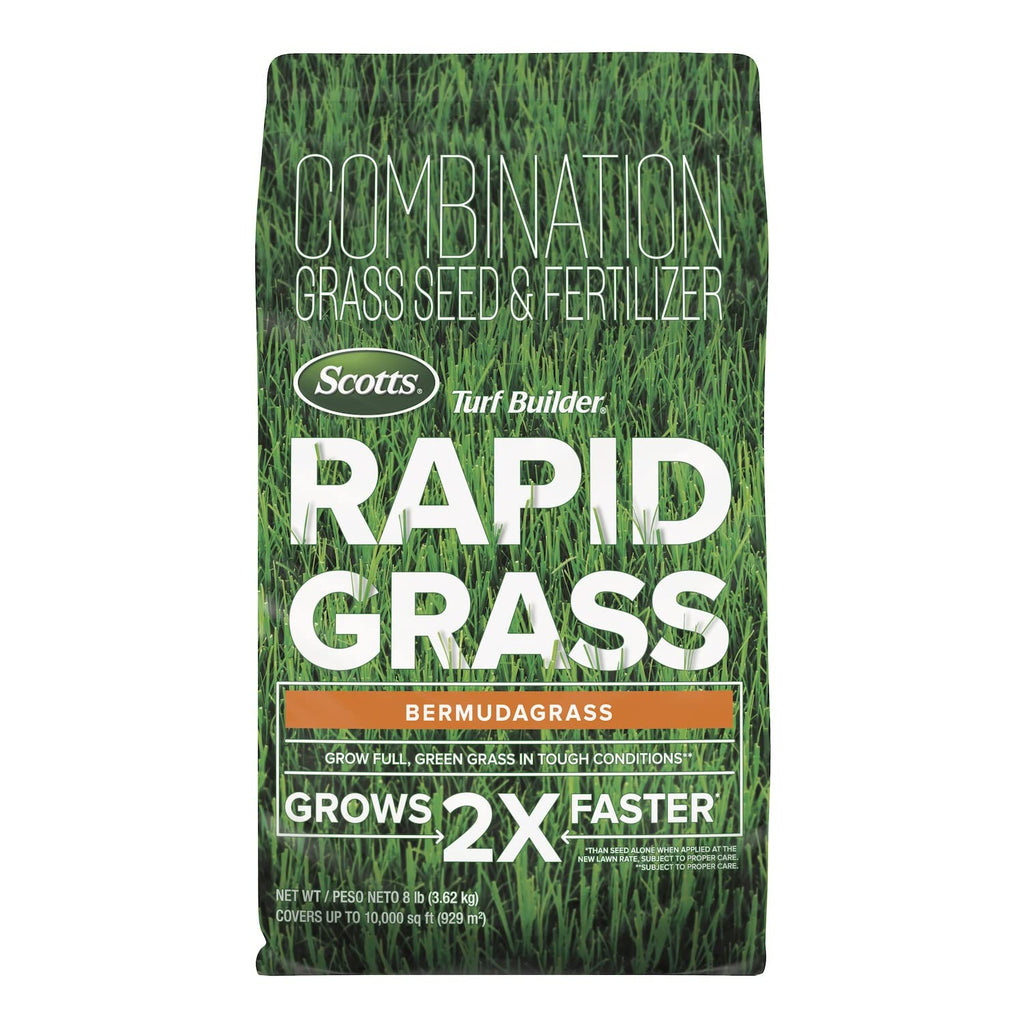 Scotts Turf Builder Rapid Grass Bermudagrass, Combination Seed and Fertilizer, Grows Green Grass Fast, 8 lbs.