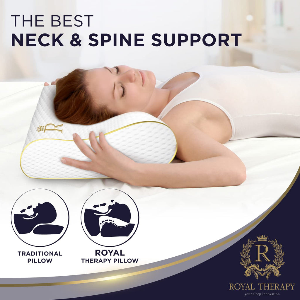 Royal Therapy Travel Memory Foam Pillow, Camping, Cervical Pillow for Pain, Contour Pillow, Shoulder Pain, Neck Pain Pillow